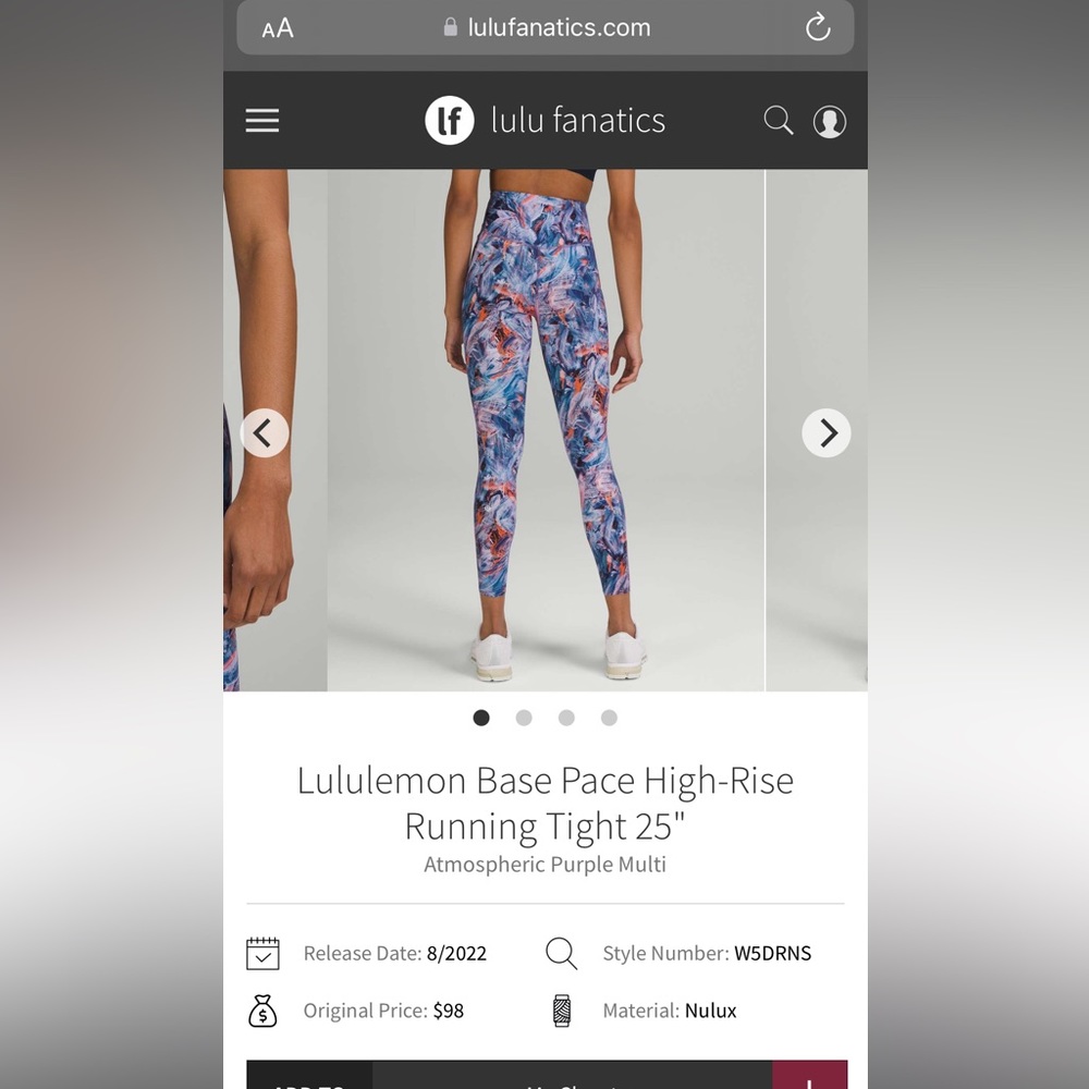 Lululemon Base Pace High-Rise Running Tight 25"